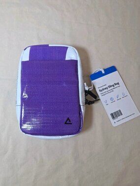 RAREFORM Sidney Sling Crossbody Bag Purple White Billboard Vinyl Colorblock Zip